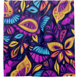 Cortina Para Box Floral Boho Abstrato colorido 2