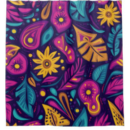 Cortina Para Box Floral Boho Abstrato, colorido 5