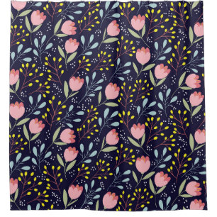 Cortina Para Box Floral Bonito: Padrão Colorido De Flores.