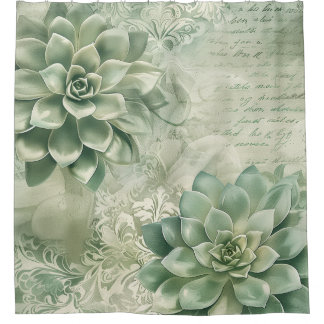 Cortina Para Box Floral Botânico Verde Hortelã Vintage (2)