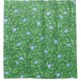 Cortina Para Box Floral Chic Verde-Decorativo Branco Periwinkle