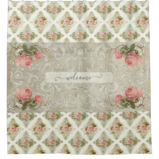 Cortina Para Box Floral Damask Vintage Modern Watercolor Welcome