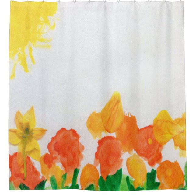 Cortina Para Box Floral de Aquarela (Frente)