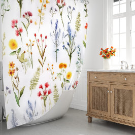 Cortina Para Box Floral de Aquarela Moderna e Elegante