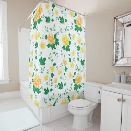 Cortina Para Box Floral de Cor Verde Amarela Moderna