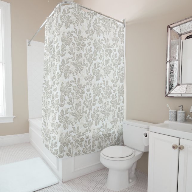Cortina Para Box Floral de Creme Branco Chic (In Situ)
