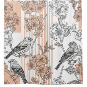 Cortina Para Box Floral de Listra de Pêssego Elegante (1)
