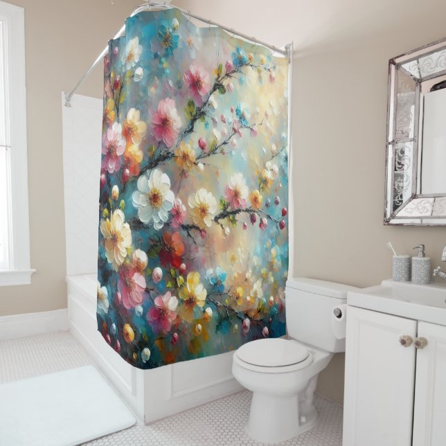 Cortina Para Box Floral Elegante e Vibrante - Bloquear Bolosamente  (In Situ)