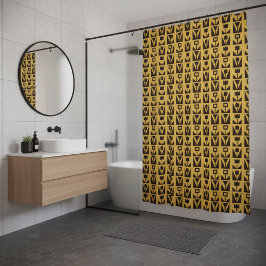 Cortina Para Box Floral Geométrico Abstrato Amarelo