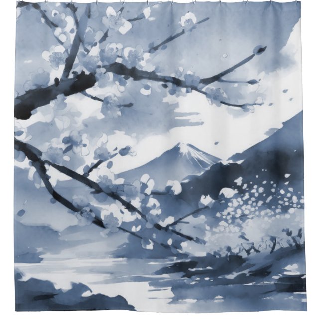 Cortina Para Box Floral Japonês Elegante (Frente)