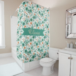 Cortina Para Box Floral Personalizado Verde Primavera Vintage