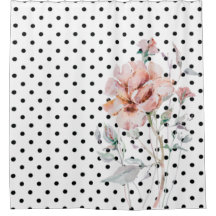 Floral Rosa-d-água nos Polkadots Pretos