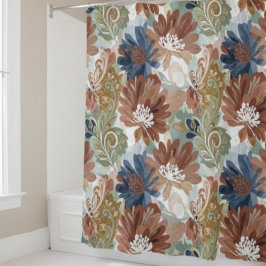 Cortina Para Box Floral Shower Curtain Autumn Blooms