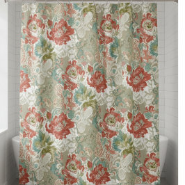 Cortina Para Box Floral Shower Curtain with Paisley