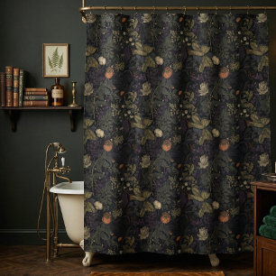 Cortina Para Box Floral Vintage Escuro Sombrio William Morris
