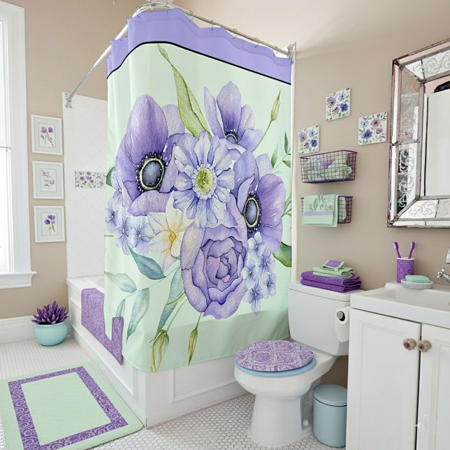 Cortina Para Box Floral violeta em aquarela (Criador carregado)