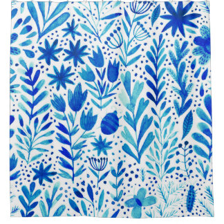 Cortina Para Box Floral Watercolor Plantas Textura Sem Costura