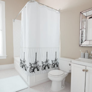 Cortina Para Box Floreio branco-negro de Paris