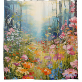 Cortina Para Box flores a aquarela com Chá por pôr do sol Cortina