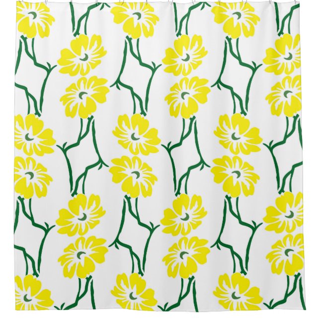 Cortina Para Box Flores Amarelas: Padrão Ilustrado Sem Costura (Frente)