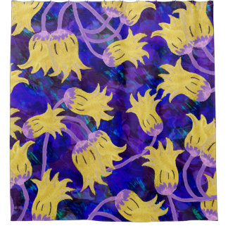 Cortina Para Box Flores amarelas: trabalho de arte de aquarela de f