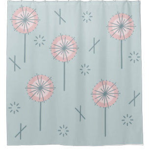 Cortina Para Box Flores Atômicas Retro Verde Rosa
