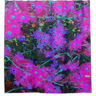 Cortina Para Box Flores bonito, cor-de-rosa-quente, magenta e azul-