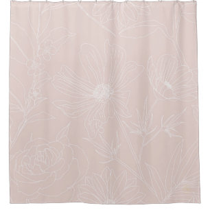 Cortina Para Box Flores brancas de tendência delineiam design cor-