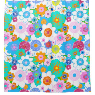 Cortina Para Box Flores brilhantes e coloridas felizes multicolores