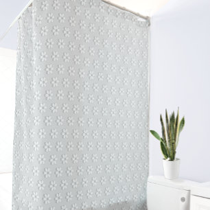 Cortina Para Box Flores cinza e branco modernas sobre cinza claro