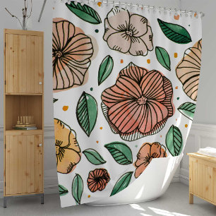 Cortina Para Box Flores de aquarela e de tinta - paleta de colheita