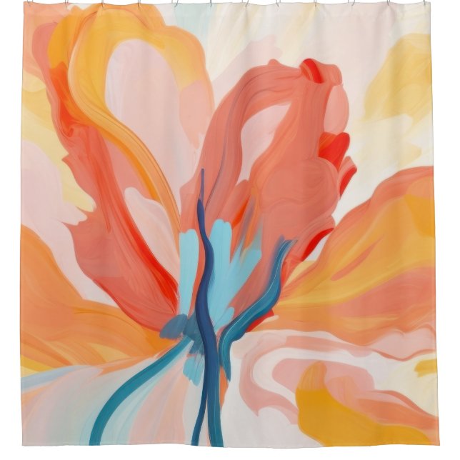 Cortina Para Box Flores de fundo pintura abstrato (Frente)