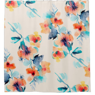 Cortina Para Box Flores de Hibiscus: Padrão de Ilustração de Aquare