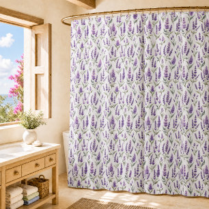 Cortina Para Box Flores de Lavanda Verde Sage Roxo
