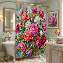 Flores de Peônia Pintadas Coloridas e Elegantes