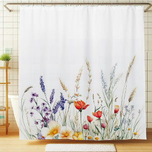 Cortina Para Box Flores de Prado e Lavanda