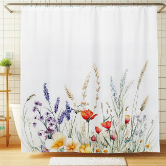 Cortina Para Box Flores de Prado e Lavanda