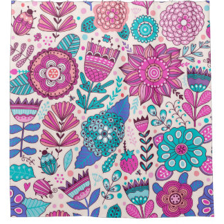 Cortina Para Box Flores de rabisco botânico, textura perfeita e vin