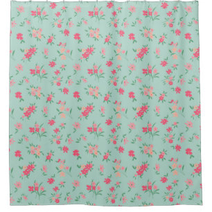 Cortina Para Box Flores Ditsy De Ditsy Rosa Teal