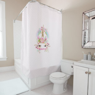 Cortina Para Box Flores Douradas cor-de-rosa UNICORN Rainbow Garota
