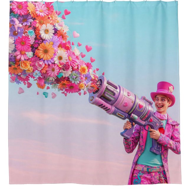 Cortina Para Box Flores e Arma do Amor (Frente)