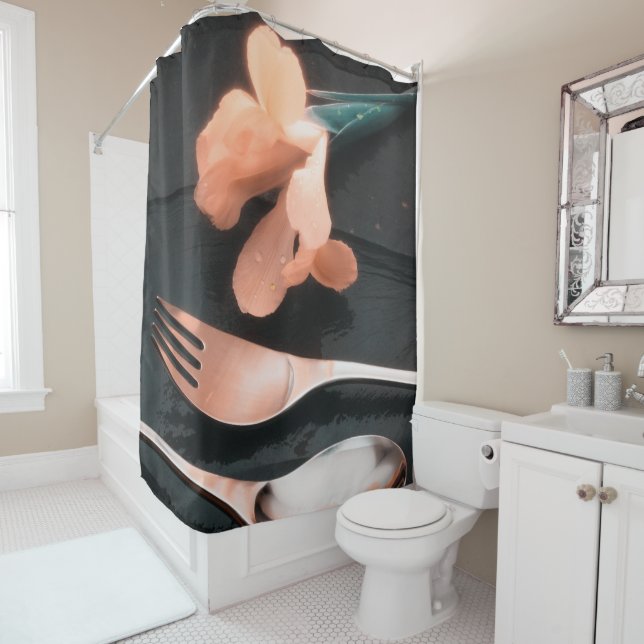 Cortina Para Box Flores no Slate, versão 4 (In Situ)