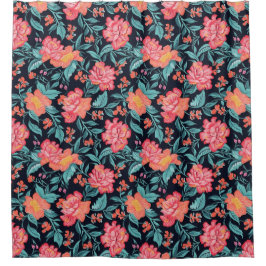 Cortina Para Box Flores rosa e coral