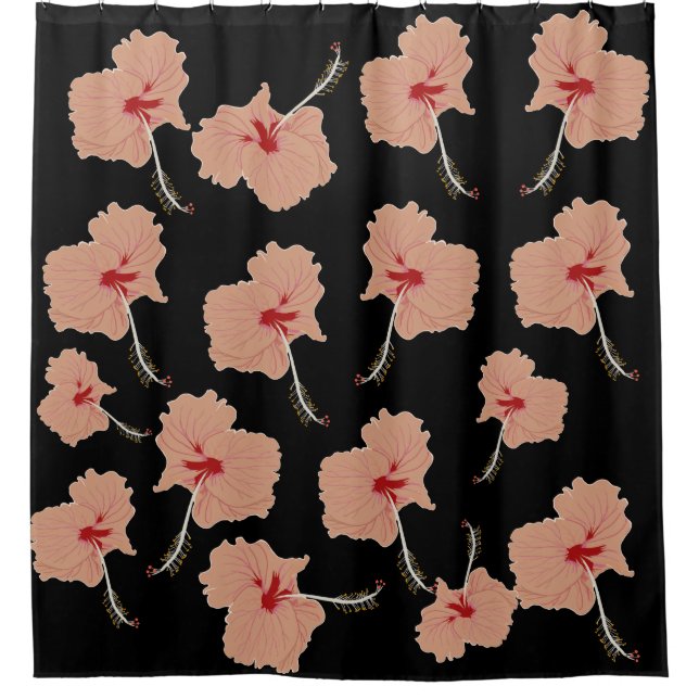 Cortina Para Box Flores rosa Hibiscus (Frente)