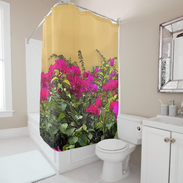 Cortina Para Box Flores Rosa Quente (In Situ)