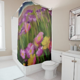 Cortina Para Box Flores Selvagens Na Arte Floral Dusk Watercolor