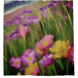 Cortina Para Box Flores Selvagens Na Arte Floral Dusk Watercolor