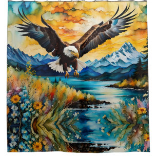 Cortina Para Box Flores silvestres do rio Bald Eagle em Sunset