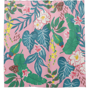 Cortina Para Box Flores tropicais abstrato, padrão de pintura de gu
