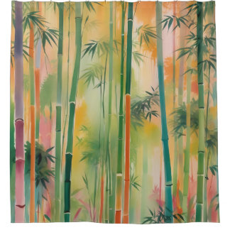 Cortina Para Box Floresta Bambu densa ao pôr do sol